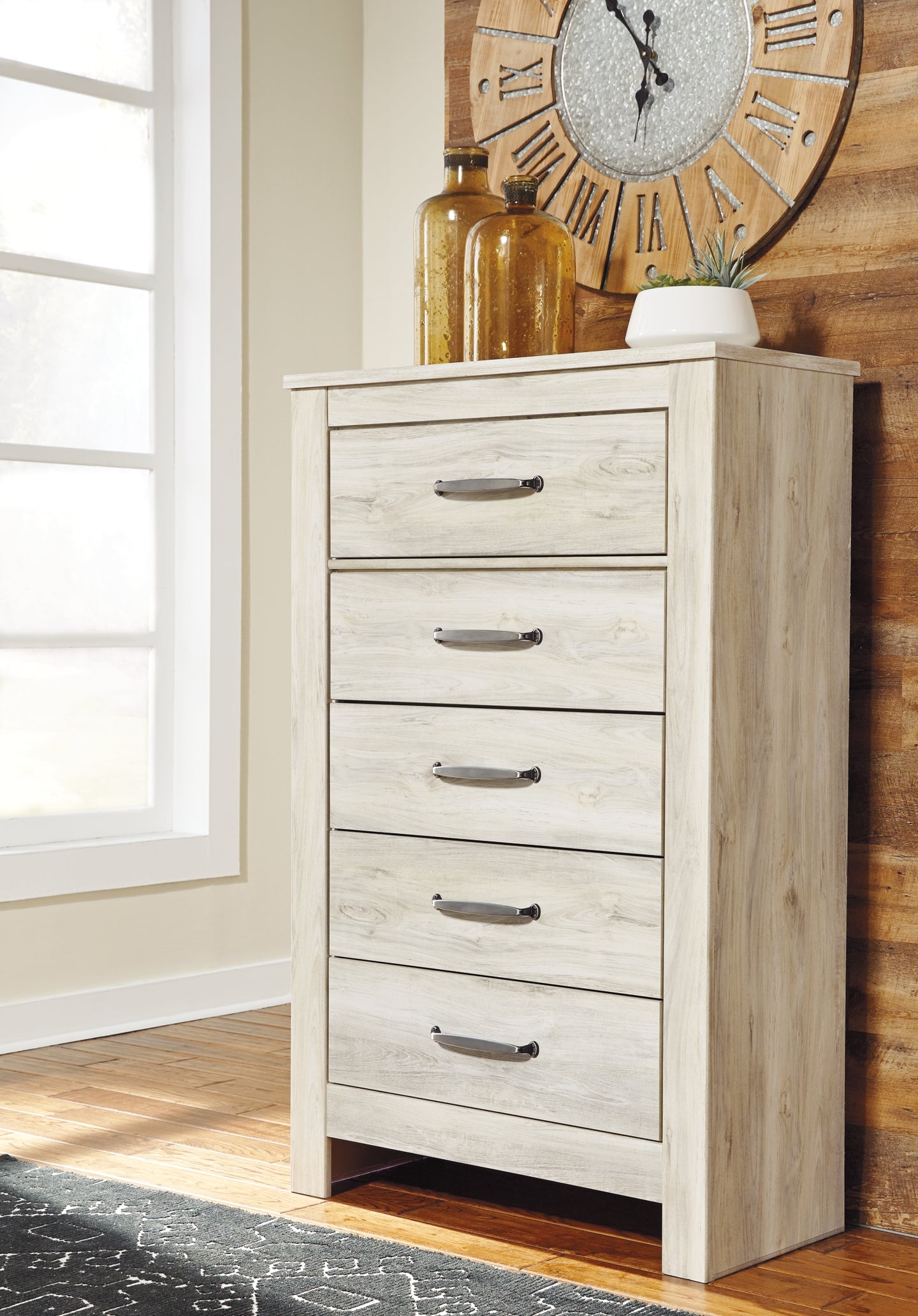 Bellaby Panel Headboard With Mirrored Dresser And Chest