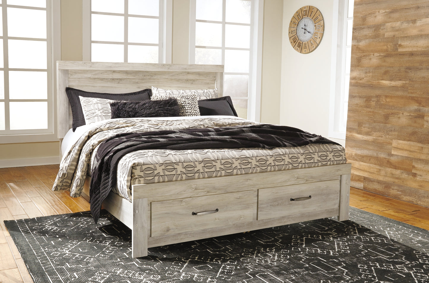 Bellaby Queen Platform Bed with 2 Storage Drawers with Mirrored Dresser and 2 Nightstands