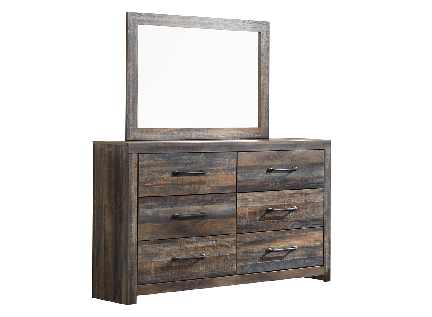 Drystan King Panel Headboard with Mirrored Dresser and Chest