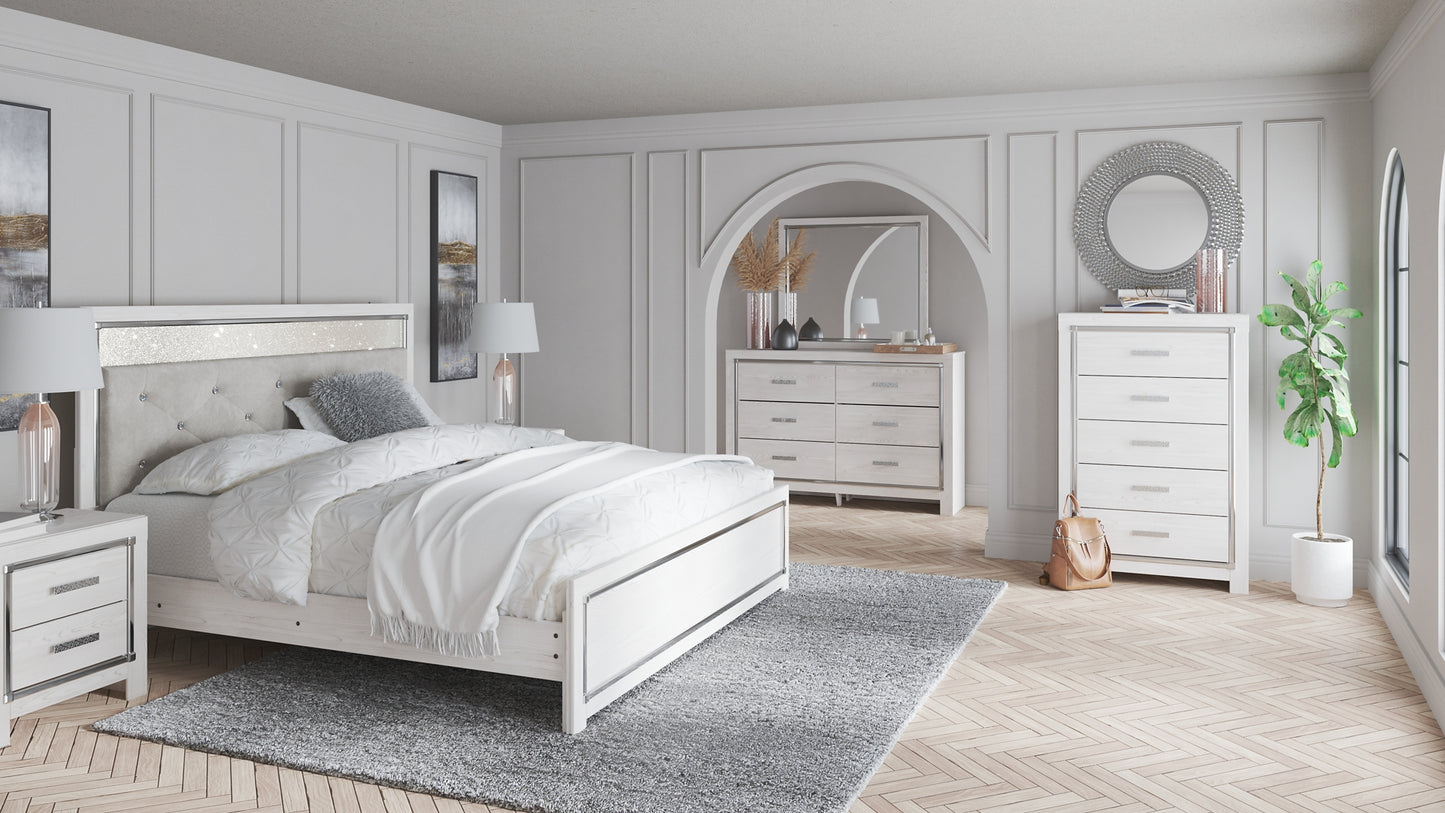 Altyra King Panel Bed with Mirrored Dresser and 2 Nightstands