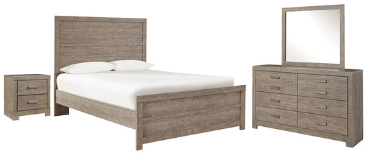 Culverbach Full Panel Bed with Mirrored Dresser and 2 Nightstands