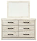 Cambeck Full Panel Bed with 4 Storage Drawers with Mirrored Dresser and Chest