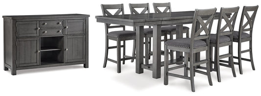 Myshanna Counter Height Dining Table and 6 Barstools with Storage