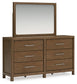 Cabalynn California King Panel Bed with Storage with Mirrored Dresser and Nightstand