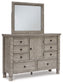 Harrastone California King Panel Bed with Mirrored Dresser and Chest